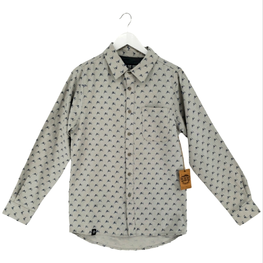Ski the East NWT Daffy Oxford Shirt Size Medium in Gray Cloud Retail $68